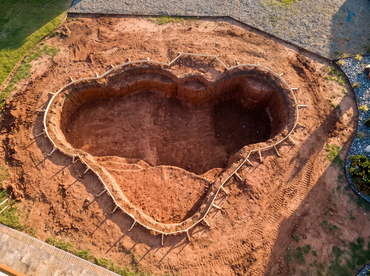 Visualization of the excavation stage of a gunite pool build