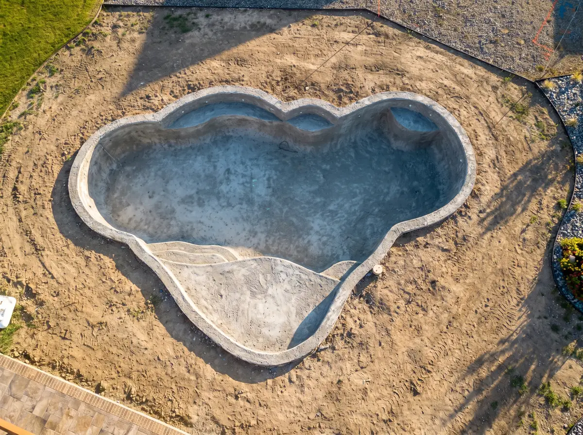 Visualization of the cured gunite shell before tile and plaster