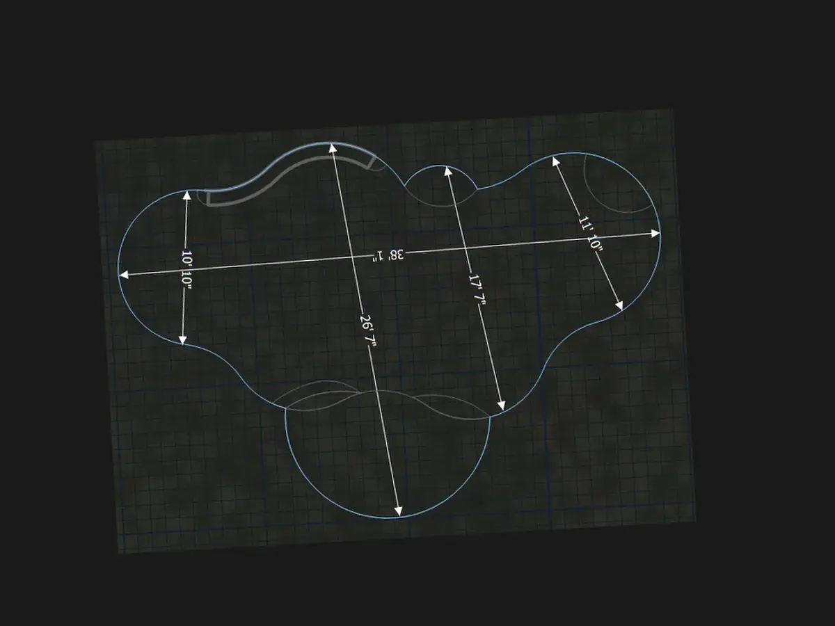 Pool layout drawing with dimensions